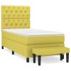 Boxspring met matras stof lichtgroen 80x200 cm