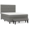 Boxspring met matras stof donkergrijs 140x200 cm