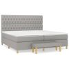 Boxspring met matras stof lichtgrijs 200x200 cm