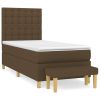 Boxspring met matras stof donkerbruin 90x190 cm