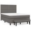 Boxspring met matras kunstleer grijs 140x190 cm