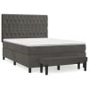Boxspring met matras fluweel donkergrijs 140x190 cm