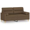 Tweezitsbank met kussens 140 cm stof bruin