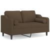 Tweezitsbank met kussens 120 cm stof bruin