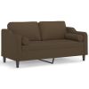 Tweezitsbank met kussens 140 cm stof bruin