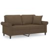 Tweezitsbank met kussens 140 cm stof bruin