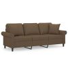 Driezitsbank met kussens 180 cm stof bruin