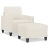 Fauteuil met voetenbank 60 cm kunstleer crèmekleurig