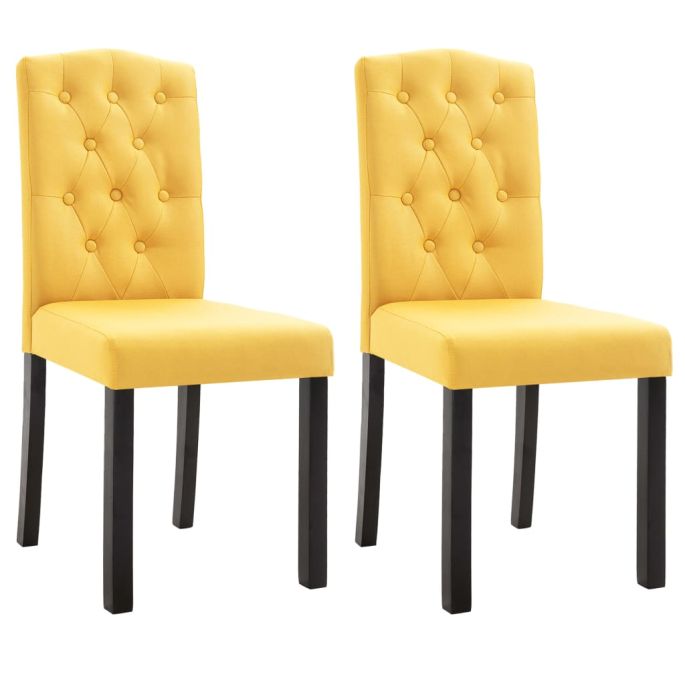Eetkamerstoelen 2 st stof geel