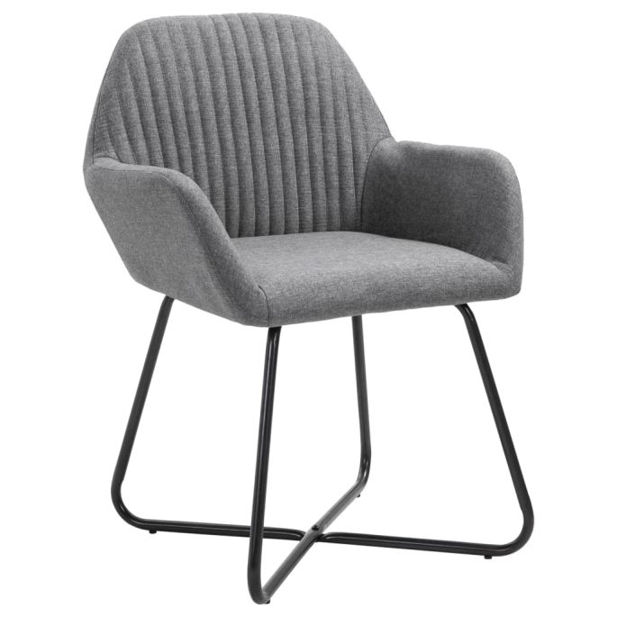 Eetkamerstoelen 4 st stof donkergrijs