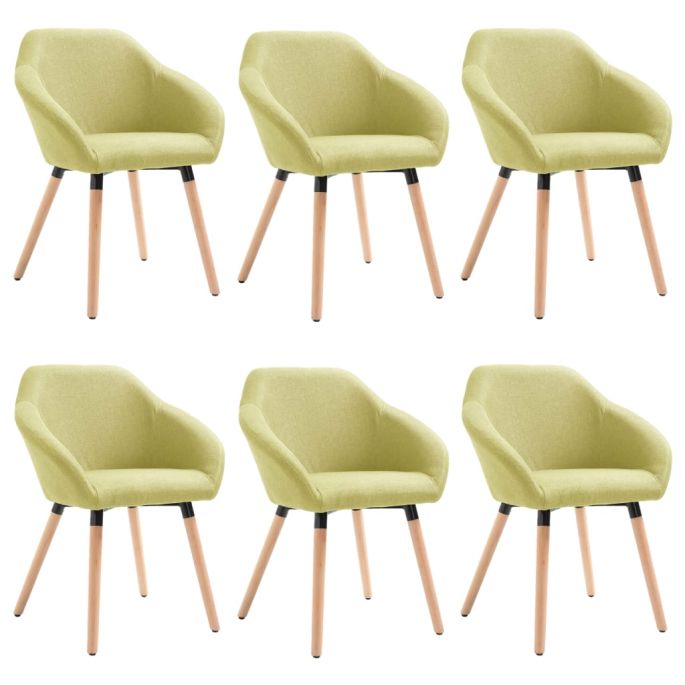 Eetkamerstoelen 6 st stof groen