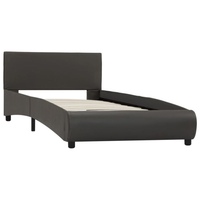 Bedframe kunstleer grijs 90x200 cm