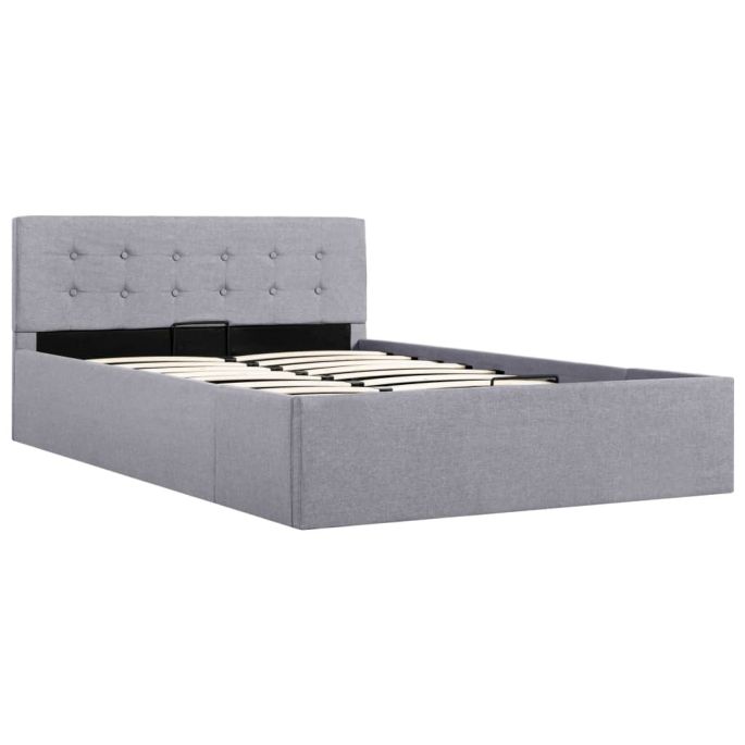 Bedframe met hydraulische opslag stof lichtgrijs 120x200 cm