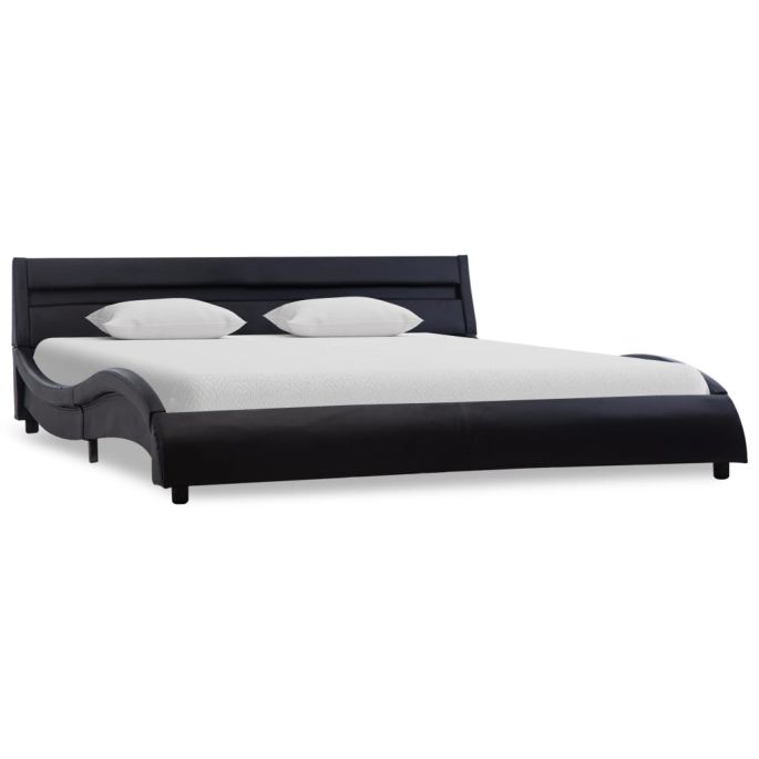 Bedframe met LED kunstleer zwart 120x200 cm