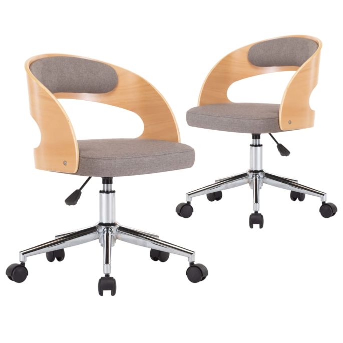 Eetkamerstoelen draaibaar 2 st gebogen hout en stof taupe