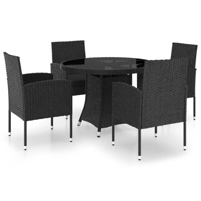 5-delige Tuinset poly rattan zwart