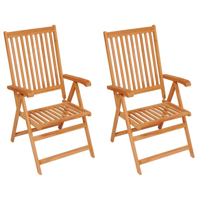 Tuinstoelen 2 st met rode kussens massief teakhout