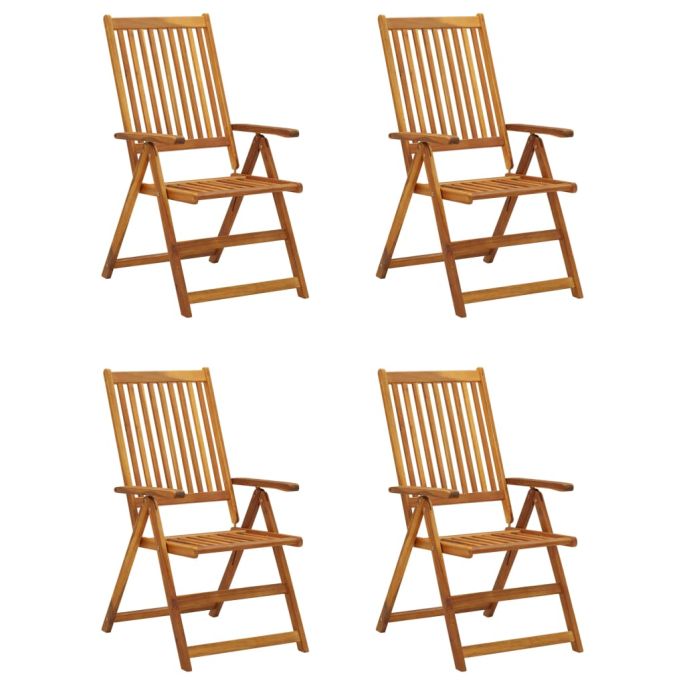 Tuinstoelen 4 st verstelbaar met kussens massief acaciahout