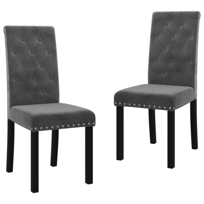 Eetkamerstoelen 2 st fluweel donkergrijs