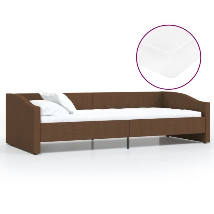 Slaapbank met matras en USB stof bruin 90x200 cm