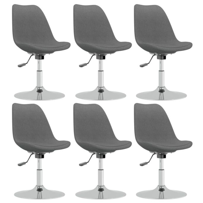 Eetkamerstoelen 6 st stof lichtgrijs