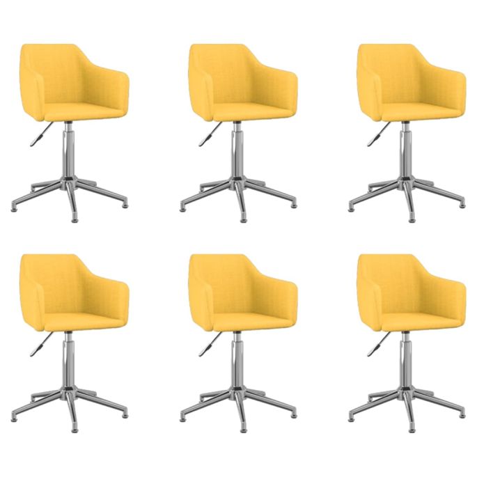 Eetkamerstoelen draaibaar 6 st stof geel
