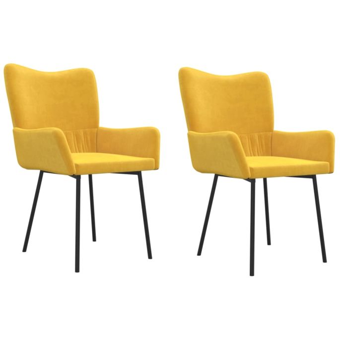 Eetkamerstoelen 2 st fluweel geel