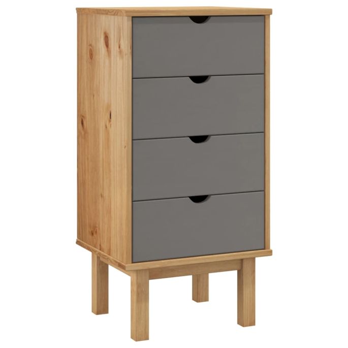 Ladekast OTTA 46x39,5x90 cm massief grenenhout bruin en grijs