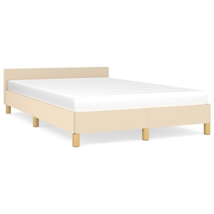 Bedframe met hoofdeinde stof crèmekleurig 120x200 cm