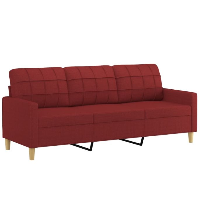 Driezitsbank 180 cm stof wijnrood
