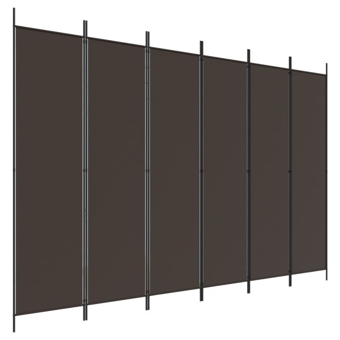 Kamerscherm met 6 panelen 300x200 cm stof bruin