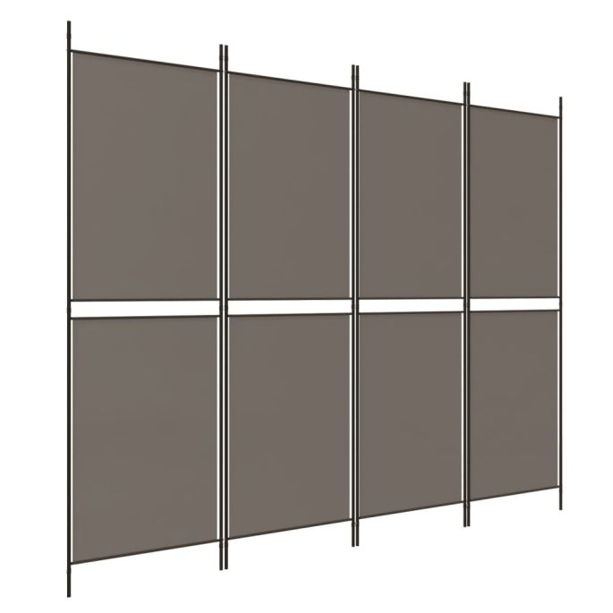 Kamerscherm met 4 panelen 200x220 cm stof antracietkleurig