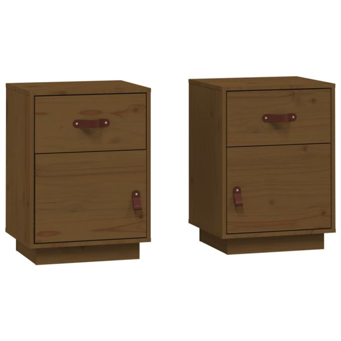 Nachtkastjes 2 st 40x34x55 cm massief grenenhout honingbruin