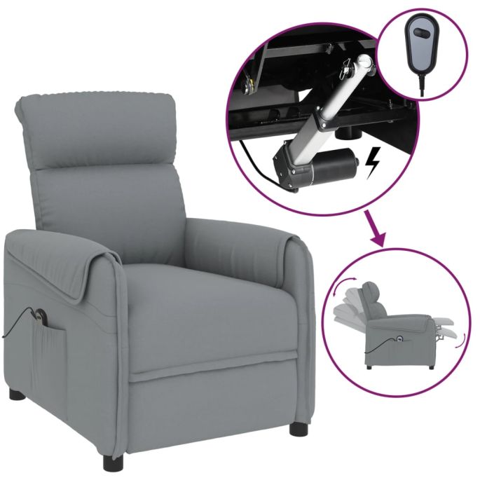 Fauteuil elektrisch verstelbaar stof lichtgrijs
