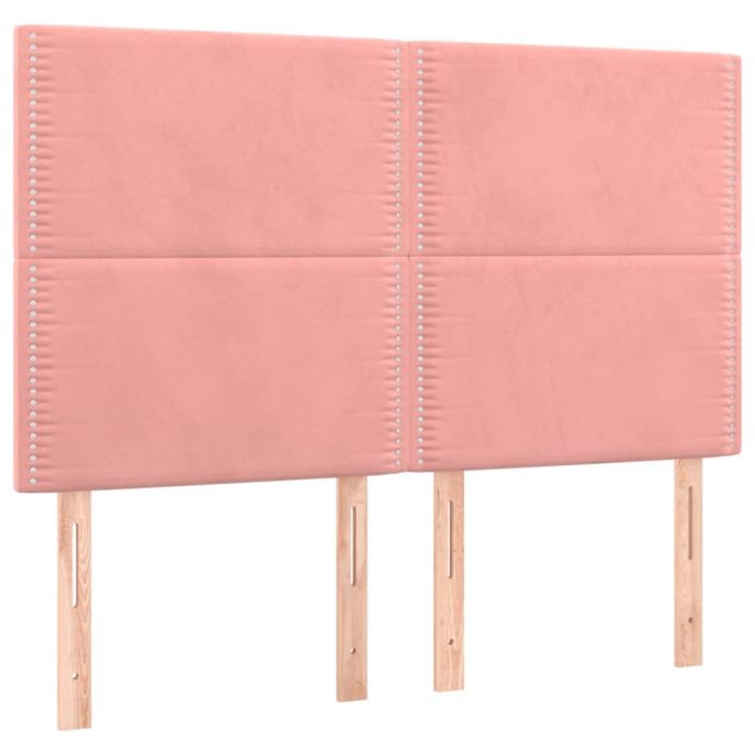 Hoofdborden 4 st 72x5x78/88 cm fluweel roze