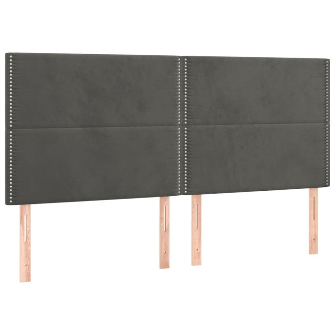 Hoofdborden 4 st 80x5x78/88 cm fluweel donkergrijs