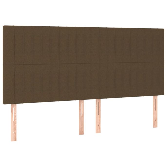 Hoofdborden 4 st 100x5x78/88 cm stof donkerbruin