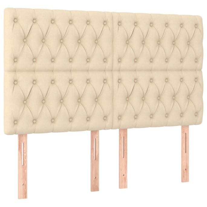 Hoofdborden 4 st 80x7x78/88 cm stof crèmekleurig