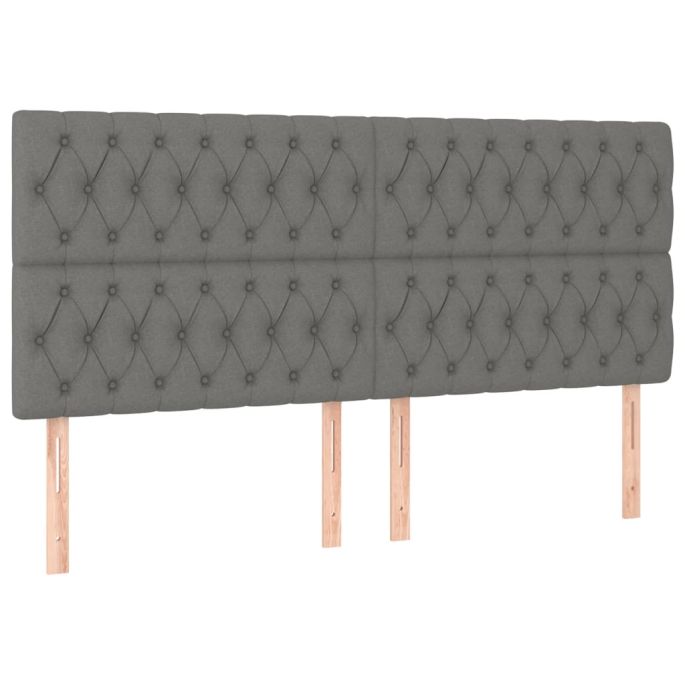 Hoofdborden 4 st 100x7x78/88 cm stof donkergrijs