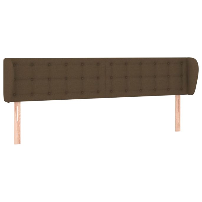 Hoofdbord met randen 203x23x78/88 cm stof donkerbruin
