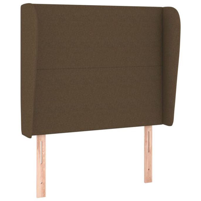 Hoofdbord met randen 103x23x118/128 cm stof donkerbruin