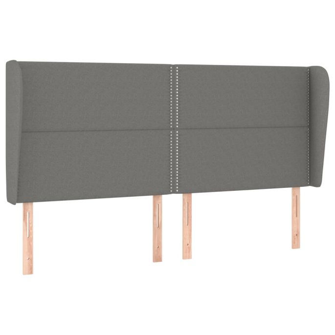 Hoofdbord met randen 163x23x118/128 cm stof donkergrijs