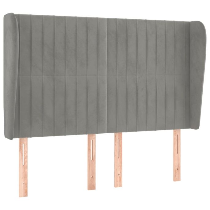Hoofdbord met randen 147x23x118/128 cm fluweel lichtgrijs