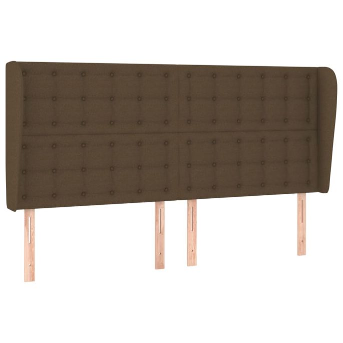 Hoofdbord met randen 203x23x118/128 cm stof donkerbruin