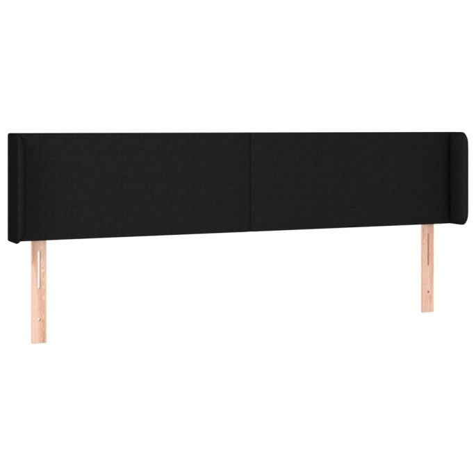 Hoofdbord met randen 203x16x78/88 cm stof zwart