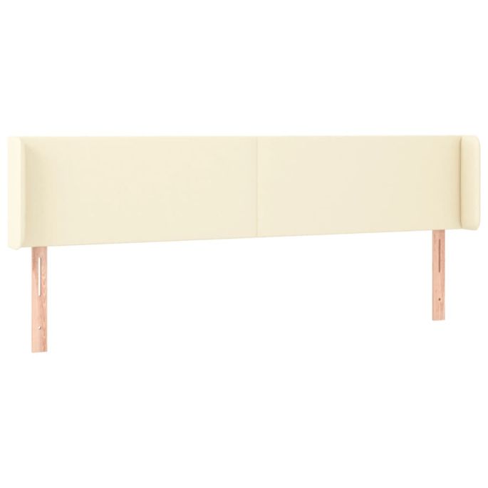 Hoofdbord met randen 163x16x78/88 cm kunstleer crèmekleurig