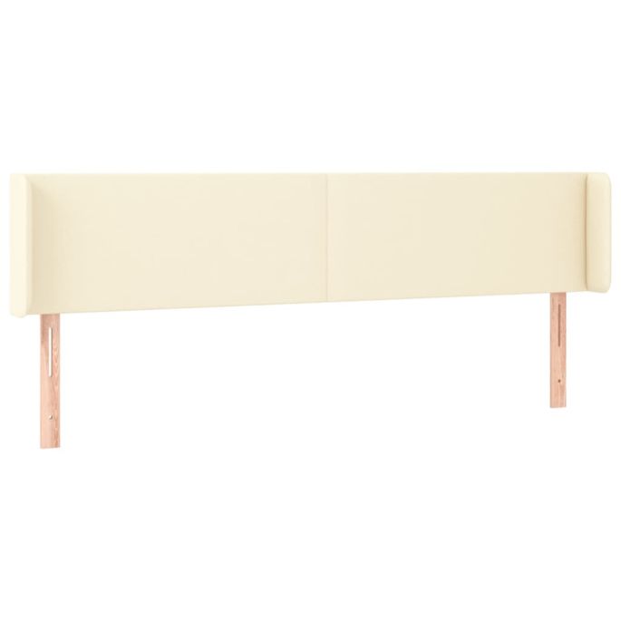 Hoofdbord met randen 183x16x78/88 cm kunstleer crèmekleurig