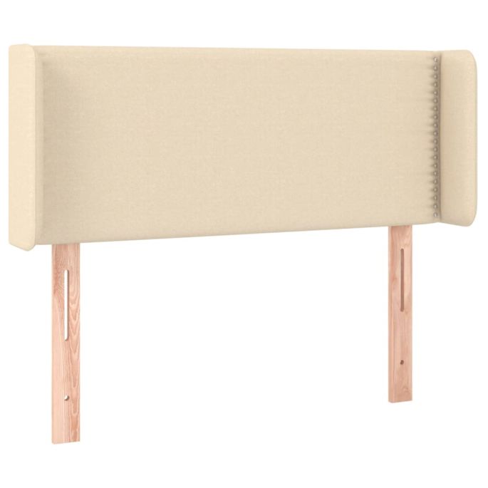 Hoofdbord met randen 103x16x78/88 cm stof crèmekleurig