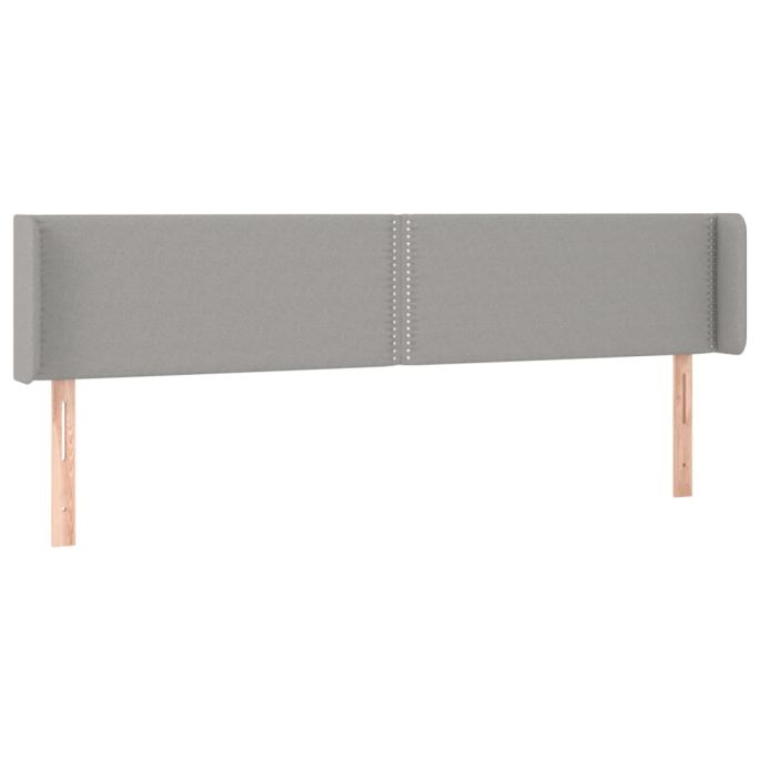 Hoofdbord met randen 183x16x78/88 cm stof lichtgrijs