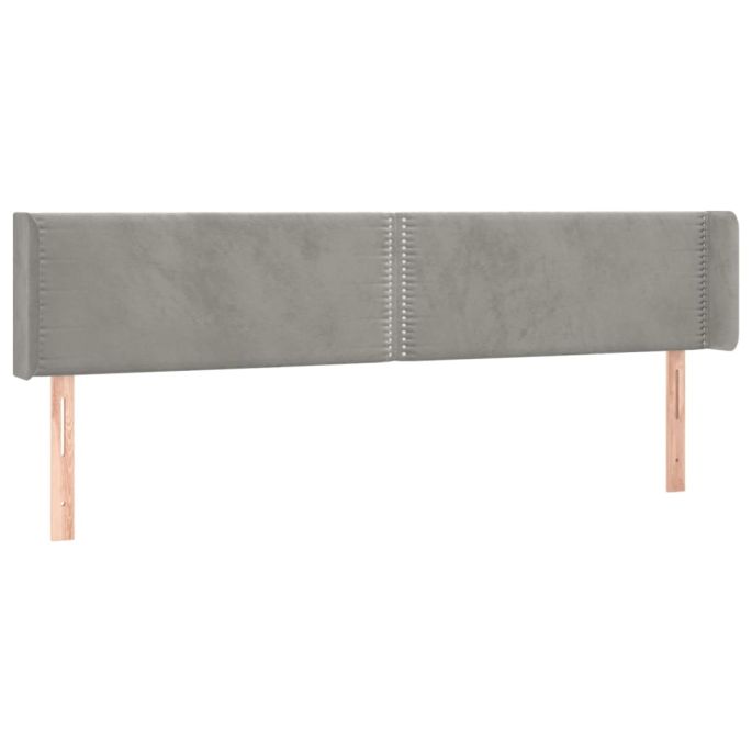 Hoofdbord met randen 163x16x78/88 cm fluweel lichtgrijs